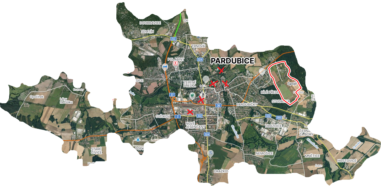 Mapa Pardubic